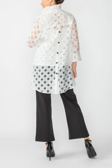 White Wire Neck Back Button High and Low Neck